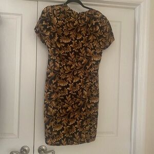 Liz Claiborne 100%SILK dress with Classic gold Acanthus leaf designs on black